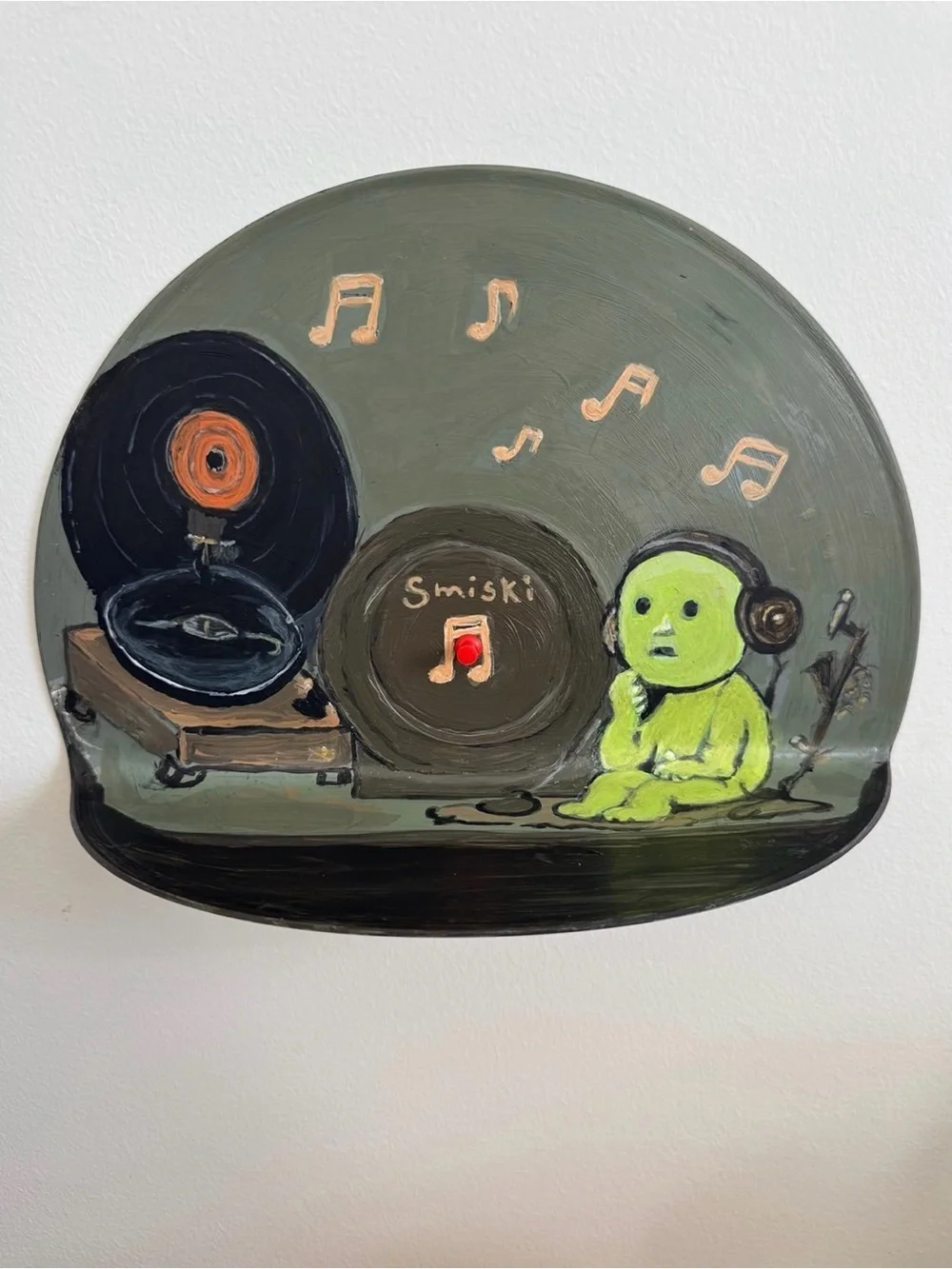 Smiski Inspired Vinyl Record Display Shelf | Hand Painted Wall Decor